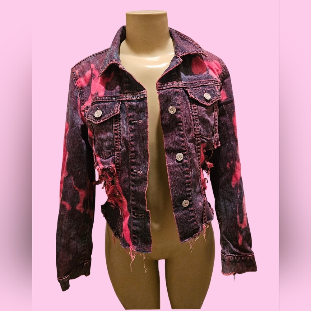 GAP Pink and Black Denim Jacket